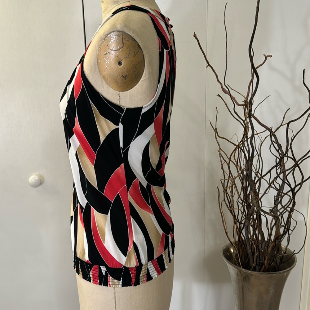 White House Black Market sleeveless color block blouse - Picture 4 of 7